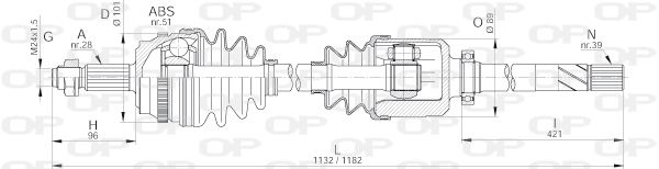 OPEN PARTS Piedziņas vārpsta DRS6261.00